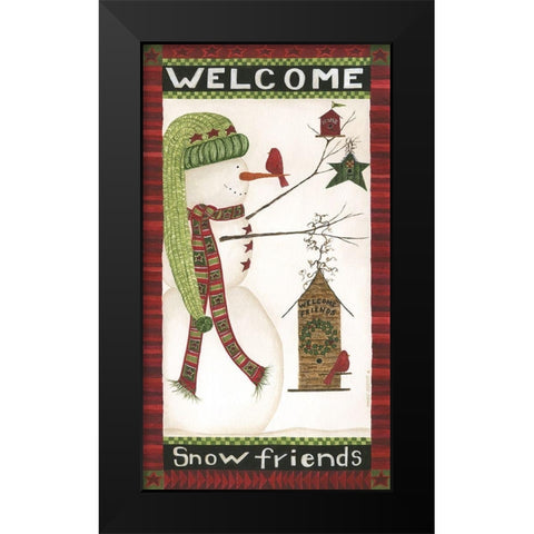 Welcome Snow Friends Black Modern Wood Framed Art Print by Shamp, Cindy