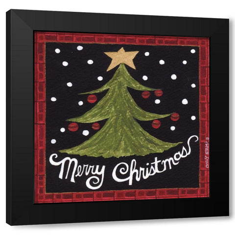 Merry Christmas Black Modern Wood Framed Art Print with Double Matting by Shamp, Cindy
