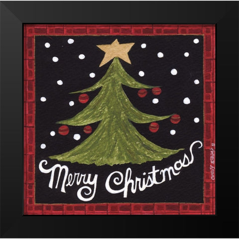 Merry Christmas Black Modern Wood Framed Art Print by Shamp, Cindy
