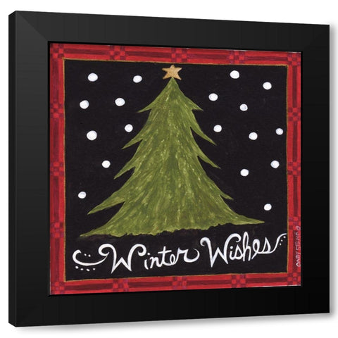 Winter Wishes Black Modern Wood Framed Art Print with Double Matting by Shamp, Cindy