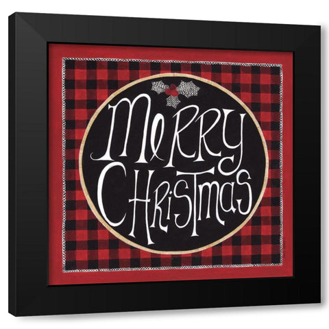 Merry Christmas Black Modern Wood Framed Art Print with Double Matting by Shamp, Cindy