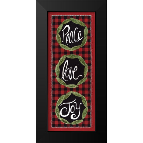 Peace Love Joy Black Modern Wood Framed Art Print by Shamp, Cindy