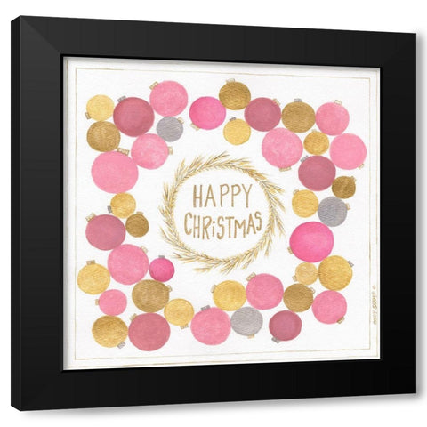 Happy Christmas Black Modern Wood Framed Art Print with Double Matting by Shamp, Cindy