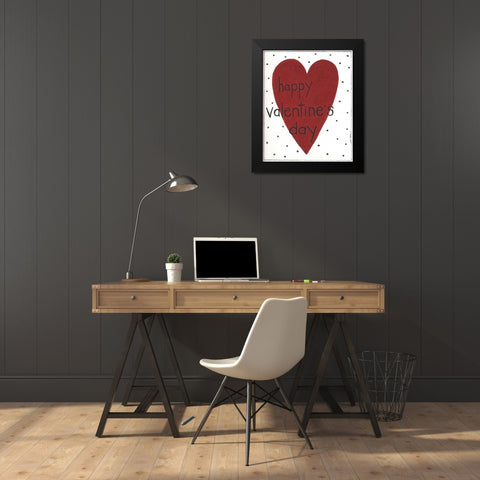 Happy Valentines Day Black Modern Wood Framed Art Print by Shamp, Cindy