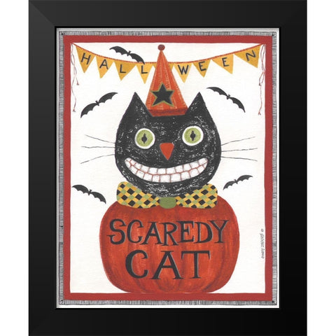 Scaredy Cat Black Modern Wood Framed Art Print by Shamp, Cindy