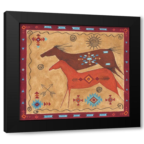 Desert Horses Black Modern Wood Framed Art Print with Double Matting by Shamp, Cindy