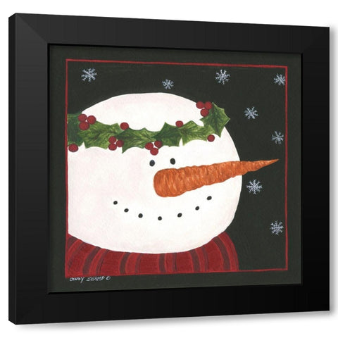 Snowman II Black Modern Wood Framed Art Print with Double Matting by Shamp, Cindy