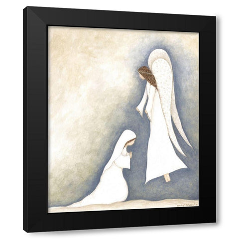 Mary and Angel Black Modern Wood Framed Art Print with Double Matting by Shamp, Cindy