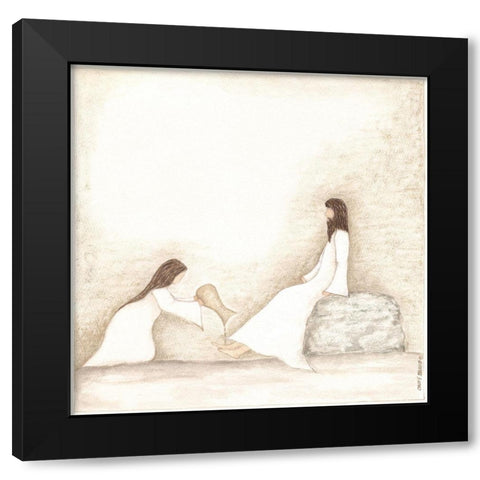 Woman Anoints Jesus with Perfume Black Modern Wood Framed Art Print by Shamp, Cindy