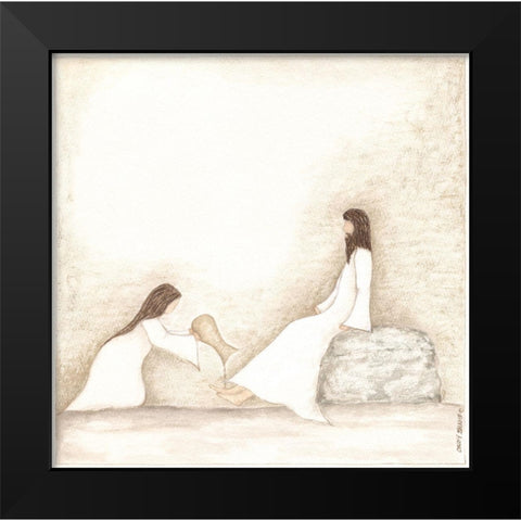 Woman Anoints Jesus with Perfume Black Modern Wood Framed Art Print by Shamp, Cindy