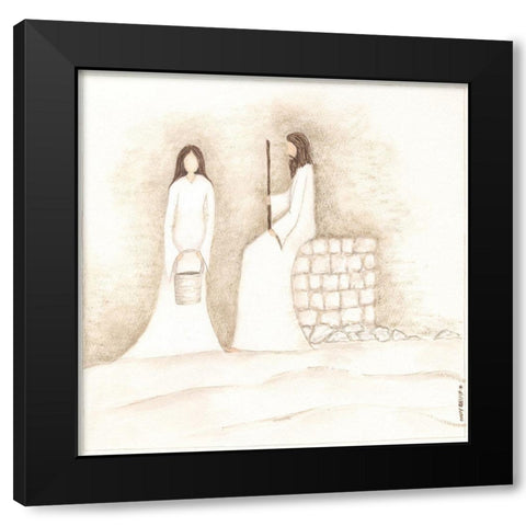 Jesus Talks with Woman at Well Black Modern Wood Framed Art Print by Shamp, Cindy