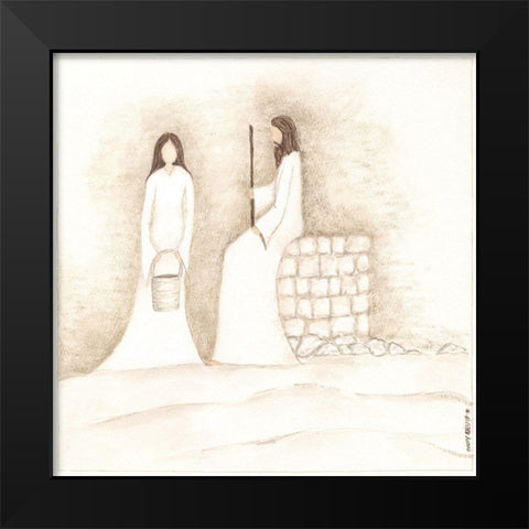 Jesus Talks with Woman at Well Black Modern Wood Framed Art Print by Shamp, Cindy