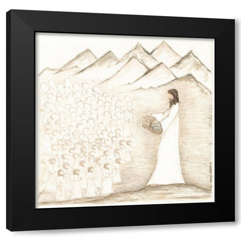 Jesus Feeds Five Thousand Black Modern Wood Framed Art Print by Shamp, Cindy