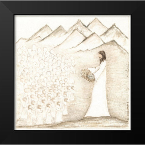 Jesus Feeds Five Thousand Black Modern Wood Framed Art Print by Shamp, Cindy