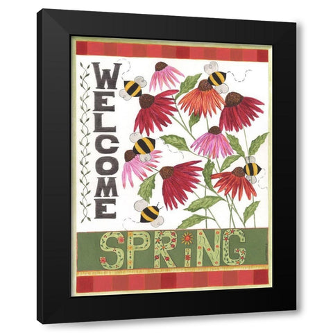 Welcome Spring Black Modern Wood Framed Art Print by Shamp, Cindy