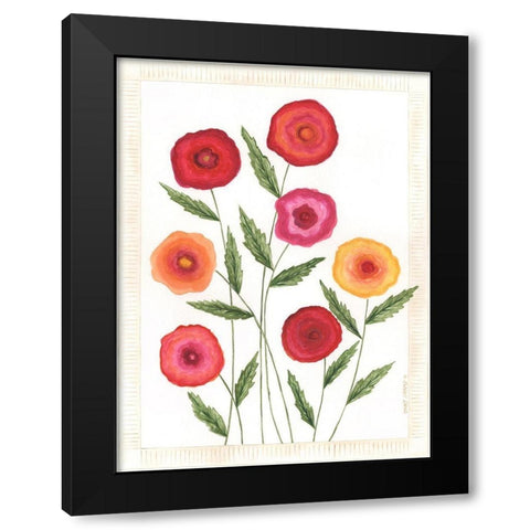 Bright Poppies I Black Modern Wood Framed Art Print with Double Matting by Shamp, Cindy