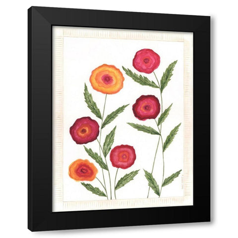 Bright Poppies II Black Modern Wood Framed Art Print with Double Matting by Shamp, Cindy