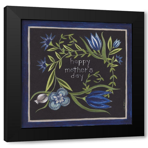 Blue Flowers II Black Modern Wood Framed Art Print with Double Matting by Shamp, Cindy