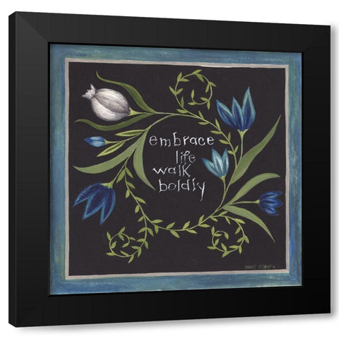 Blue Flowers III Black Modern Wood Framed Art Print by Shamp, Cindy