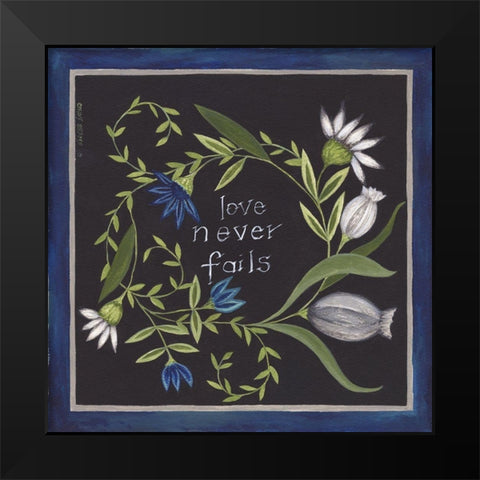 Blue Flowers IV Black Modern Wood Framed Art Print by Shamp, Cindy