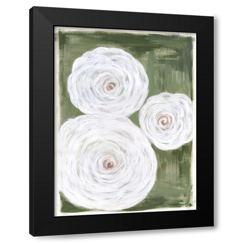 Big White Flowers I Black Modern Wood Framed Art Print with Double Matting by Shamp, Cindy