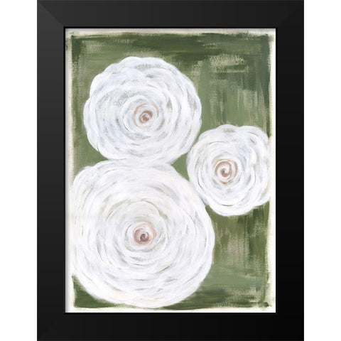 Big White Flowers I Black Modern Wood Framed Art Print by Shamp, Cindy
