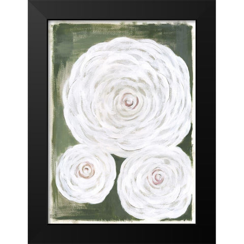 Big White Flowers II Black Modern Wood Framed Art Print by Shamp, Cindy