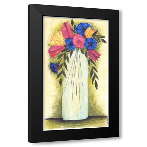 Abstract Flowers II Black Modern Wood Framed Art Print with Double Matting by Shamp, Cindy