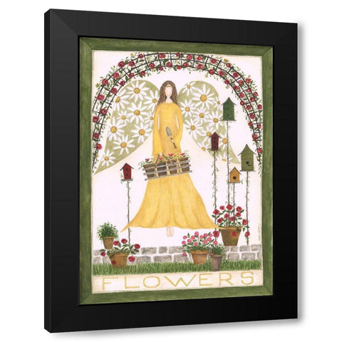 Flowers Black Modern Wood Framed Art Print by Shamp, Cindy