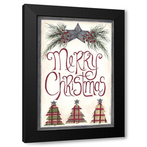 Merry Christmas Black Modern Wood Framed Art Print with Double Matting by Shamp, Cindy