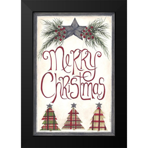Merry Christmas Black Modern Wood Framed Art Print by Shamp, Cindy