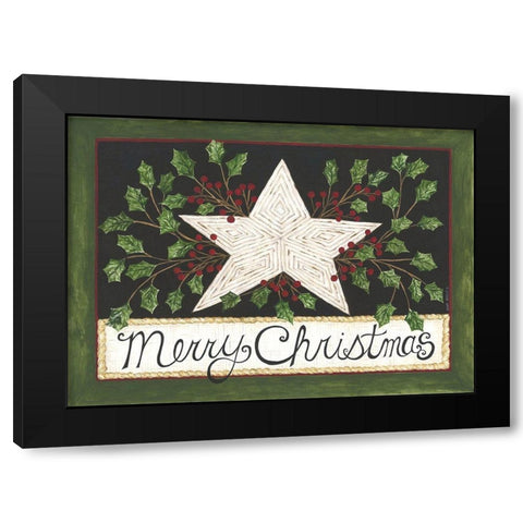 Merry Christmas Star Black Modern Wood Framed Art Print by Shamp, Cindy