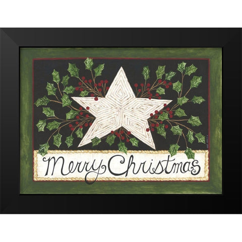 Merry Christmas Star Black Modern Wood Framed Art Print by Shamp, Cindy