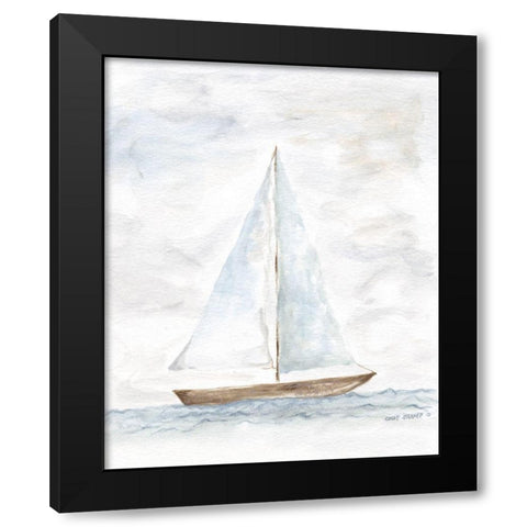 Nantucket Ship I Black Modern Wood Framed Art Print with Double Matting by Shamp, Cindy