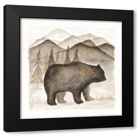 Bear Black Modern Wood Framed Art Print with Double Matting by Shamp, Cindy