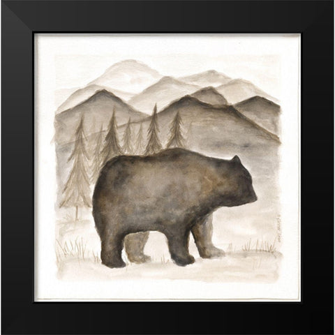 Bear Black Modern Wood Framed Art Print by Shamp, Cindy