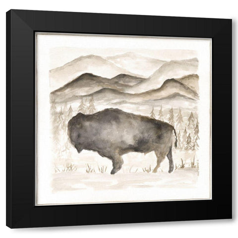 Bison Black Modern Wood Framed Art Print with Double Matting by Shamp, Cindy
