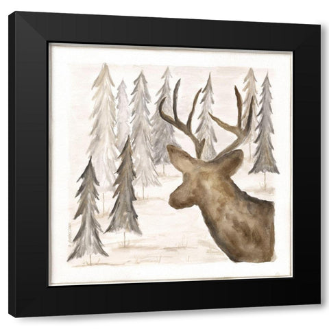 Deer Black Modern Wood Framed Art Print by Shamp, Cindy