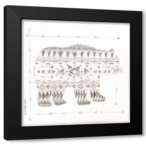 Patterned Bear Black Modern Wood Framed Art Print by Shamp, Cindy