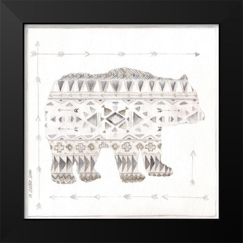 Patterned Bear Black Modern Wood Framed Art Print by Shamp, Cindy