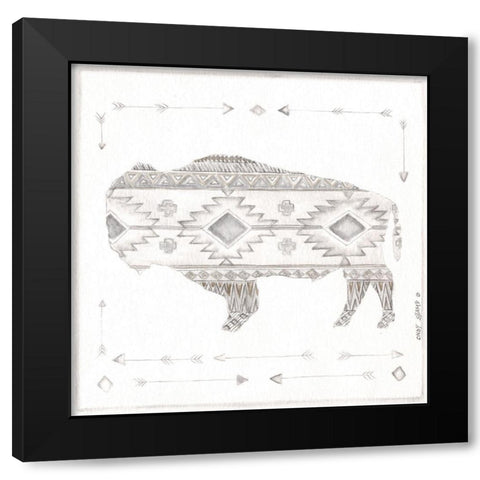 Patterned Bison Black Modern Wood Framed Art Print by Shamp, Cindy