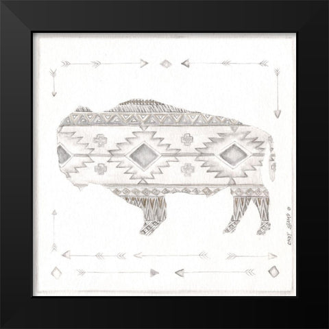 Patterned Bison Black Modern Wood Framed Art Print by Shamp, Cindy