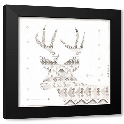 Patterned Deer Black Modern Wood Framed Art Print by Shamp, Cindy