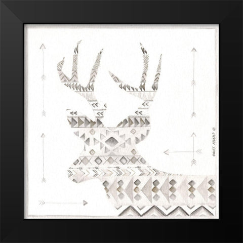 Patterned Deer Black Modern Wood Framed Art Print by Shamp, Cindy