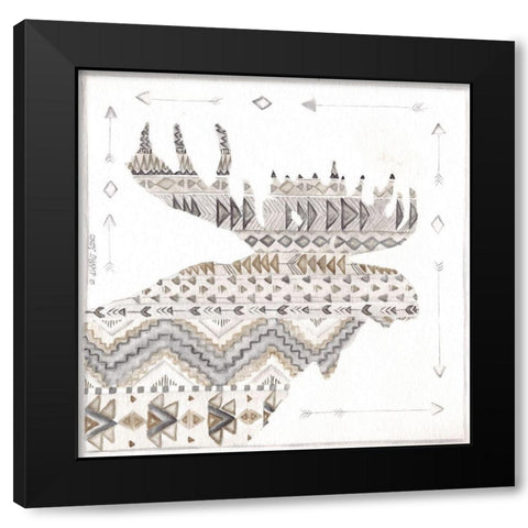 Patterned Moose Black Modern Wood Framed Art Print by Shamp, Cindy