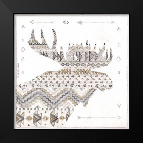 Patterned Moose Black Modern Wood Framed Art Print by Shamp, Cindy
