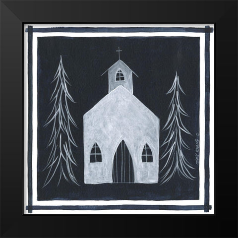 Blue Church I Black Modern Wood Framed Art Print by Shamp, Cindy