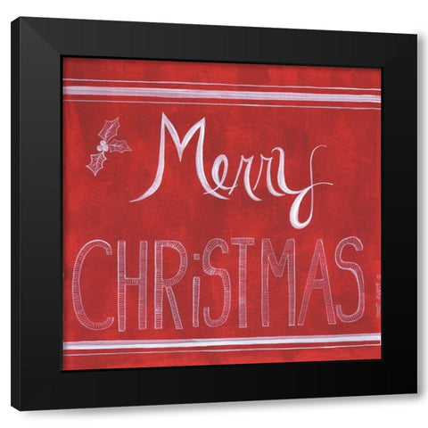 Red Merry Christmas Black Modern Wood Framed Art Print by Shamp, Cindy