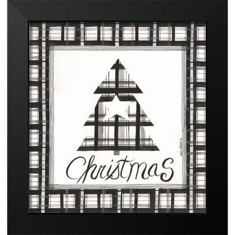Christmas Tree Black Modern Wood Framed Art Print by Shamp, Cindy