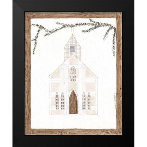 White Church Black Modern Wood Framed Art Print by Shamp, Cindy